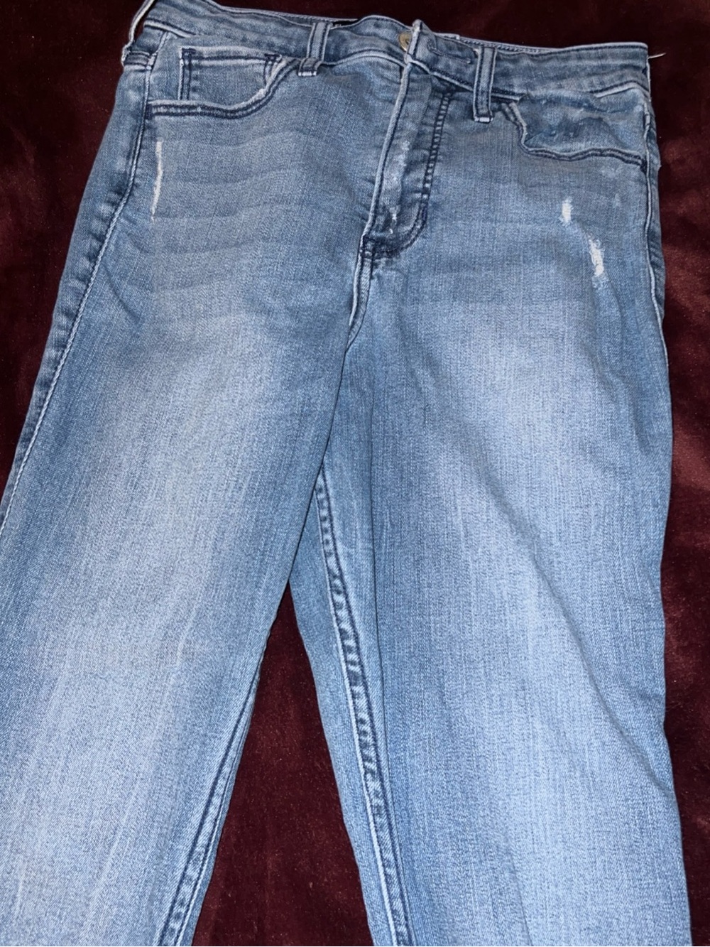 Hollister Light Wash Blue Jeans distress, 5L 27x30 super skinny ultra high rise